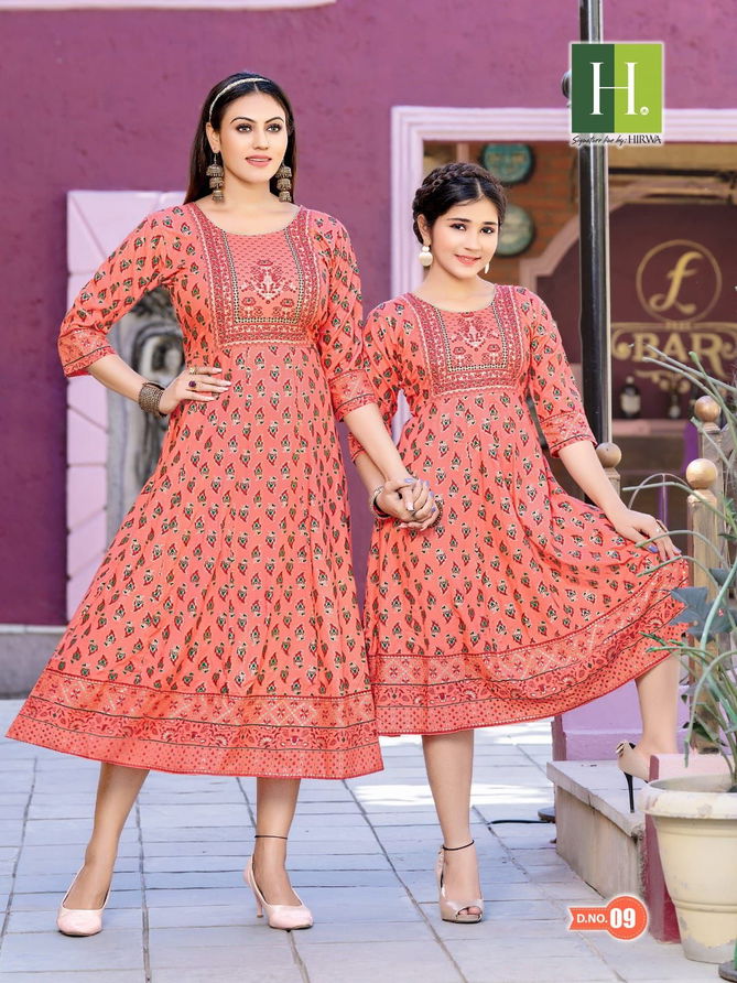 Ridhi Shidhi By Hirwa Daughter Printed Anarkali Kurti Collection
